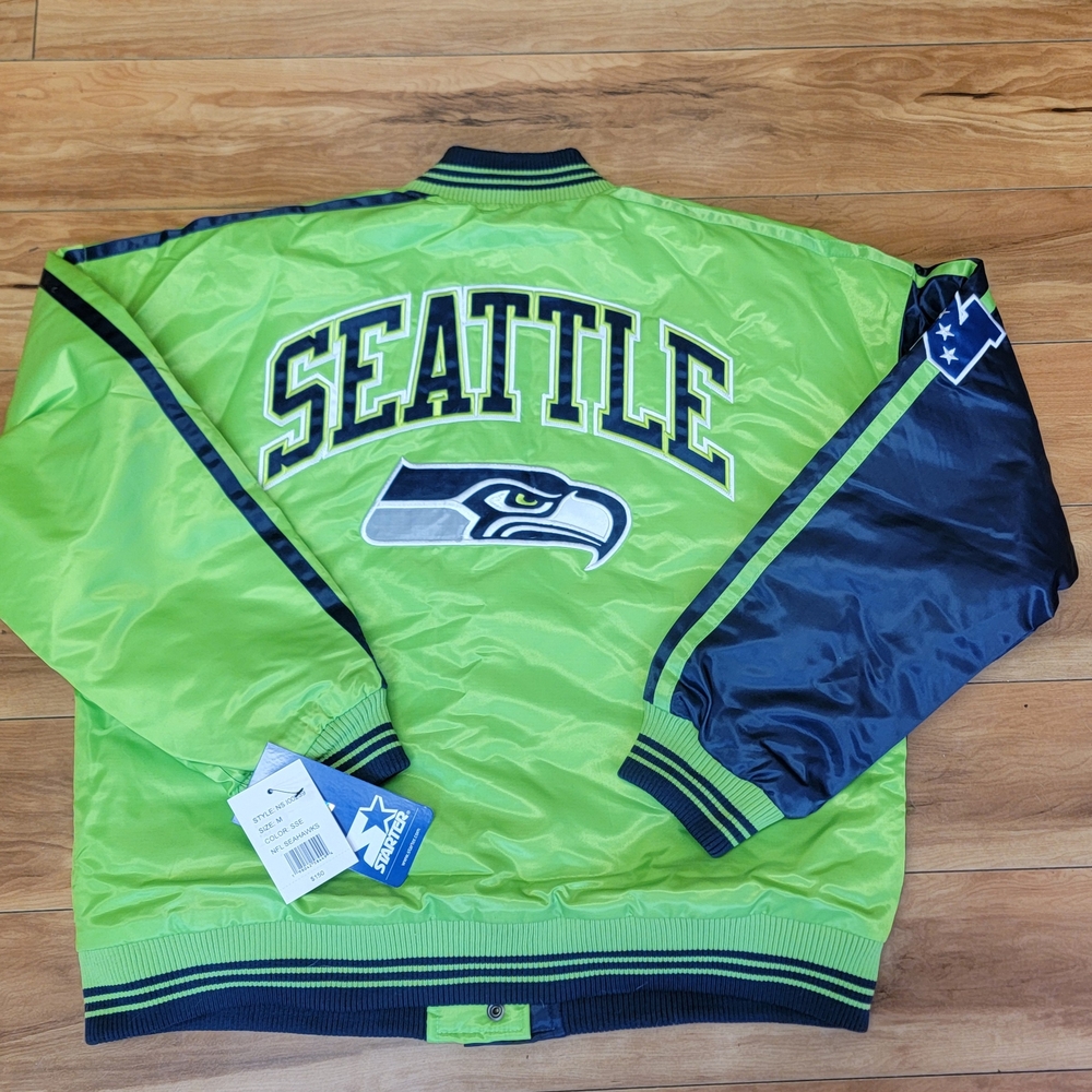 🏈 NFL Starter Brand Womens NEW Seattle Seahawks Size MEDIUM Jacket 💚 - Picture 2 of 7
